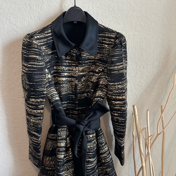 Teri Jon Elegant Black and Gold Women's Dress - Picture 4 of 8